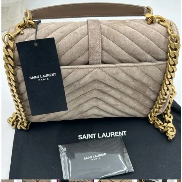 Women's Saint Laurent Ysl quilted medium suede shoulder Bag made in Italy - Picture 3 of 10